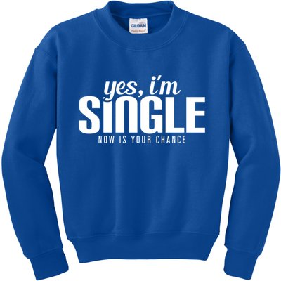 Yes IM Single Now Is Your Chance Ready Funny Design Great Gift Kids Sweatshirt