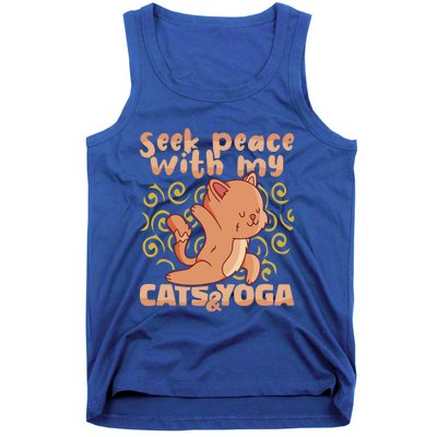 Yoga Instructor Seek Peace With My Cats And Yoga Meditation Gift Tank Top