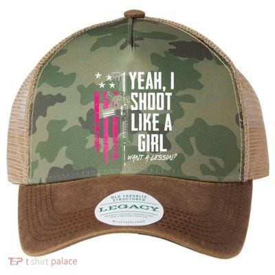Yeah I Shoot Like A Girl Want A Lesson Usa Ladies Gun Legacy Tie Dye Trucker Hat