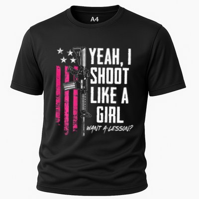 Yeah I Shoot Like A Girl Want A Lesson Usa Ladies Gun Performance Shirt