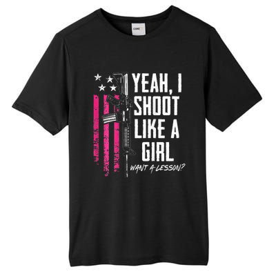 Yeah I Shoot Like A Girl Want A Lesson Usa Ladies Gun Tall Fusion ChromaSoft Performance T-Shirt