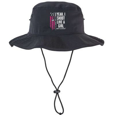 Yeah I Shoot Like A Girl Want A Lesson Usa Ladies Gun Bucket Hat