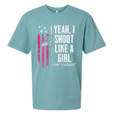 Yeah I Shoot Like A Girl Want A Lesson Usa Ladies Gun Sueded Cloud Jersey T-Shirt