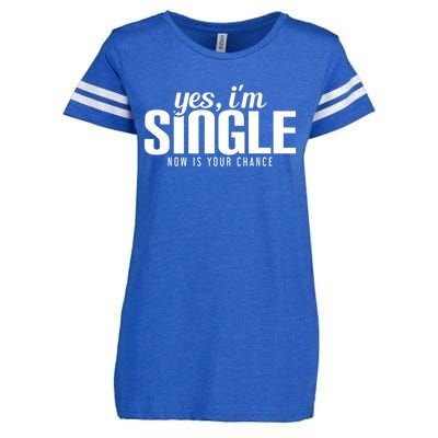 Yes, I'm Single Now Is Your Chance Funny Dating Enza Ladies Jersey Football T-Shirt