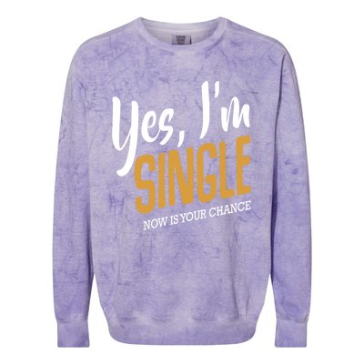 Yes I'm Single Now Is Your Chance Life Funny Quotes Sarcasm Colorblast Crewneck Sweatshirt