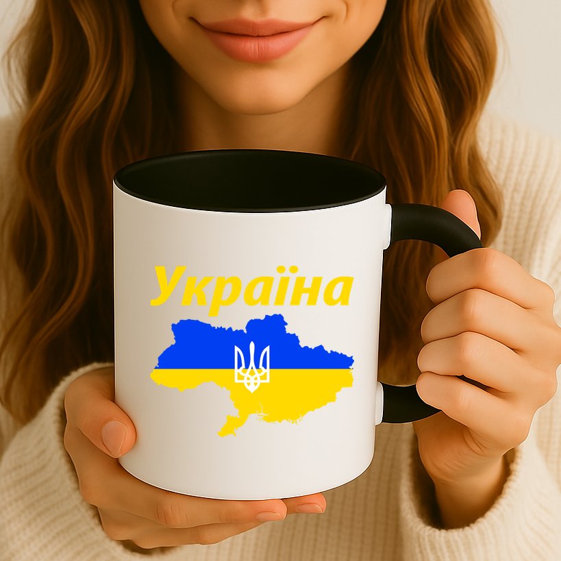 YKPAIHA I Stand With Ukraine Support Military Flag Mug