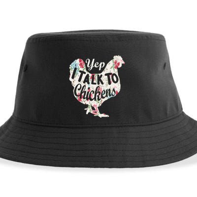 Yep I Talk To Chickens Funny Lover Farming Sustainable Bucket Hat