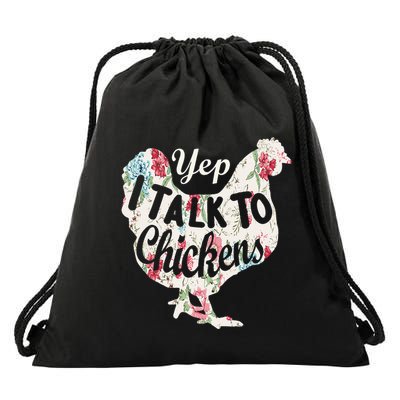 Yep I Talk To Chickens Funny Lover Farming Drawstring Bag