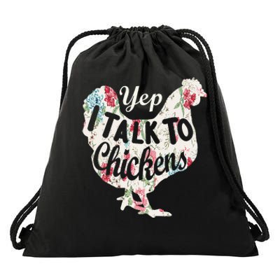 Yep I Talk To Chickens Funny Lover Farming Drawstring Bag