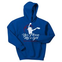 Yes I Throw Like A Want A Lesson? Softball Funny Gift Kids Hoodie