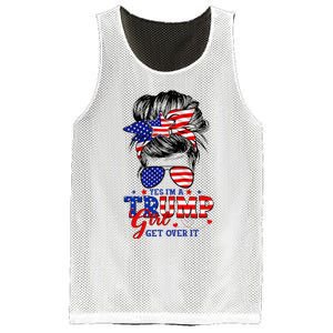 Yes Im Trump Girl Get Over It Support Trump Girl Messy Hair Mesh Reversible Basketball Jersey Tank