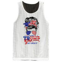 Yes Im Trump Girl Get Over It Support Trump Girl Messy Hair Mesh Reversible Basketball Jersey Tank