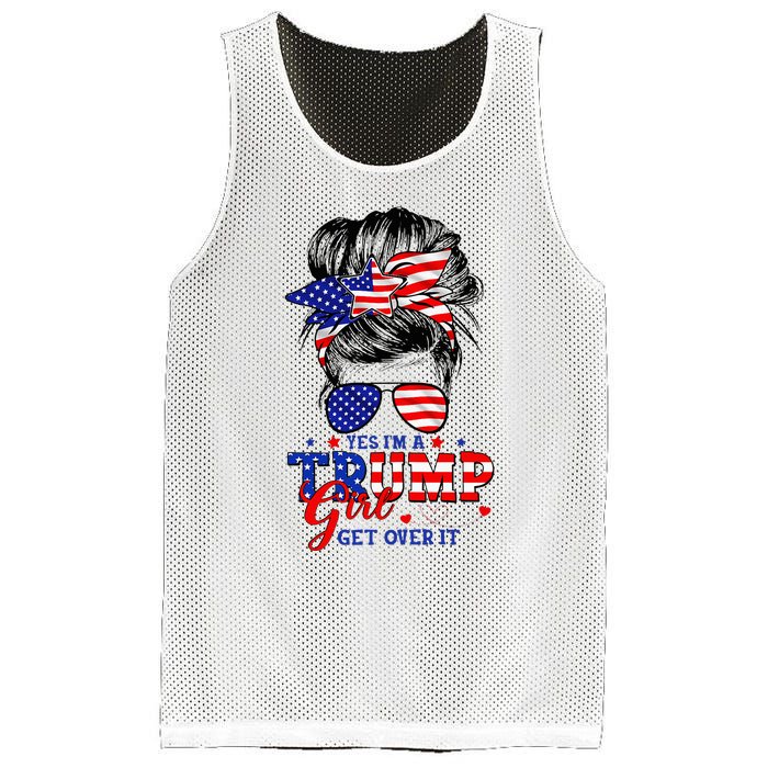 Yes Im Trump Girl Get Over It Support Trump Girl Messy Hair Mesh Reversible Basketball Jersey Tank