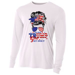 Yes Im Trump Girl Get Over It Support Trump Girl Messy Hair Cooling Performance Long Sleeve Crew