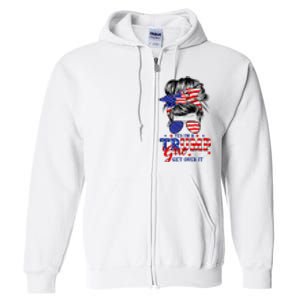 Yes Im Trump Girl Get Over It Support Trump Girl Messy Hair Full Zip Hoodie