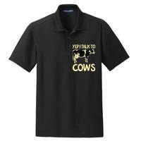 Yep I Talk To Cows Funny Vintage Dairy Farmer Cow Lovers Gag Dry Zone Grid Polo