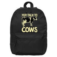 Yep I Talk To Cows Funny Vintage Dairy Farmer Cow Lovers Gag 16 in Basic Backpack