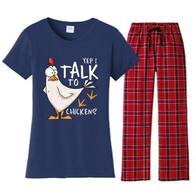 Yep I Talk To Chickens Chicken Lovers Chick Whisperers Women's Flannel Pajama Set