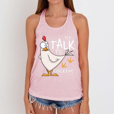 Yep I Talk To Chickens Chicken Lovers Chick Whisperers Women's Knotted Racerback Tank