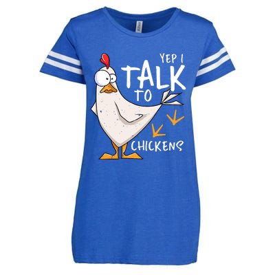 Yep I Talk To Chickens Chicken Lovers Chick Whisperers Enza Ladies Jersey Football T-Shirt