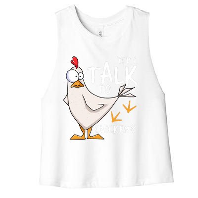 Yep I Talk To Chickens Chicken Lovers Chick Whisperers Women's Racerback Cropped Tank