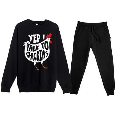 Yep I Talk To Chickens Shirts Cute Chicken Buffs Tee Gift Premium Crewneck Sweatsuit Set