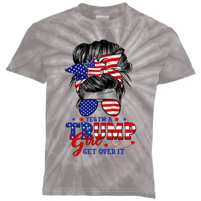 Yes Im Trump Girl Get Over It Support Trump Girl Messy Hair Kids Tie-Dye T-Shirt