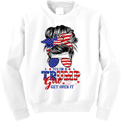 Yes Im Trump Girl Get Over It Support Trump Girl Messy Hair Kids Sweatshirt