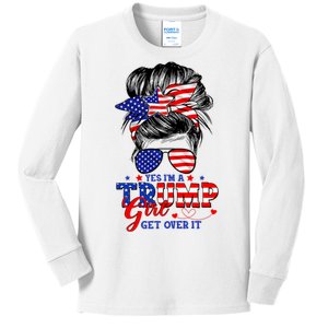 Yes Im Trump Girl Get Over It Support Trump Girl Messy Hair Kids Long Sleeve Shirt