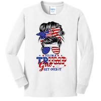 Yes Im Trump Girl Get Over It Support Trump Girl Messy Hair Kids Long Sleeve Shirt