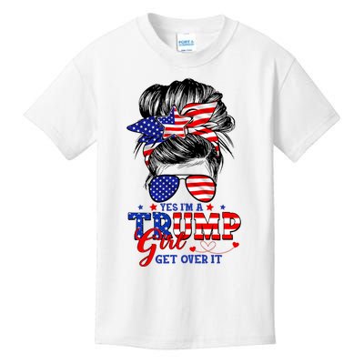 Yes Im Trump Girl Get Over It Support Trump Girl Messy Hair Kids T-Shirt