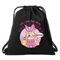 Yes I'm The Real Easter Bunny Funny Cat Drawstring Bag