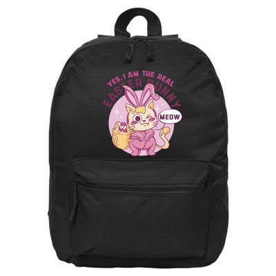 Yes I'm The Real Easter Bunny Funny Cat 16 in Basic Backpack