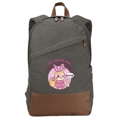 Yes I'm The Real Easter Bunny Funny Cat Cotton Canvas Backpack