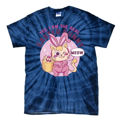 Yes I'm The Real Easter Bunny Funny Cat Tie-Dye T-Shirt