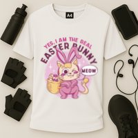 Yes I'm The Real Easter Bunny Funny Cat Performance Shirt