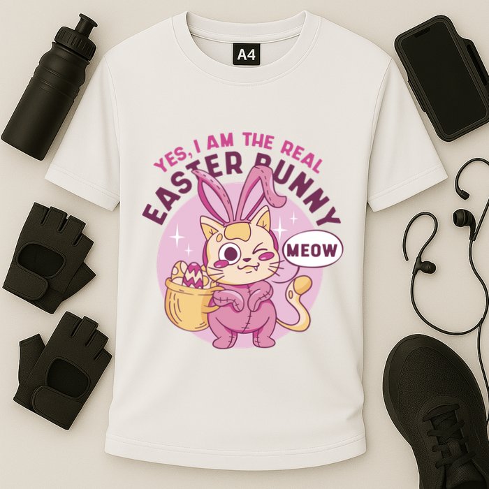 Yes I'm The Real Easter Bunny Funny Cat Performance Shirt