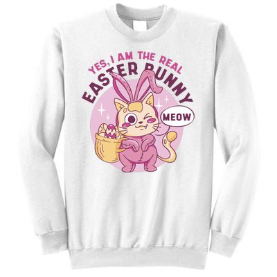 Yes I'm The Real Easter Bunny Funny Cat Sweatshirt