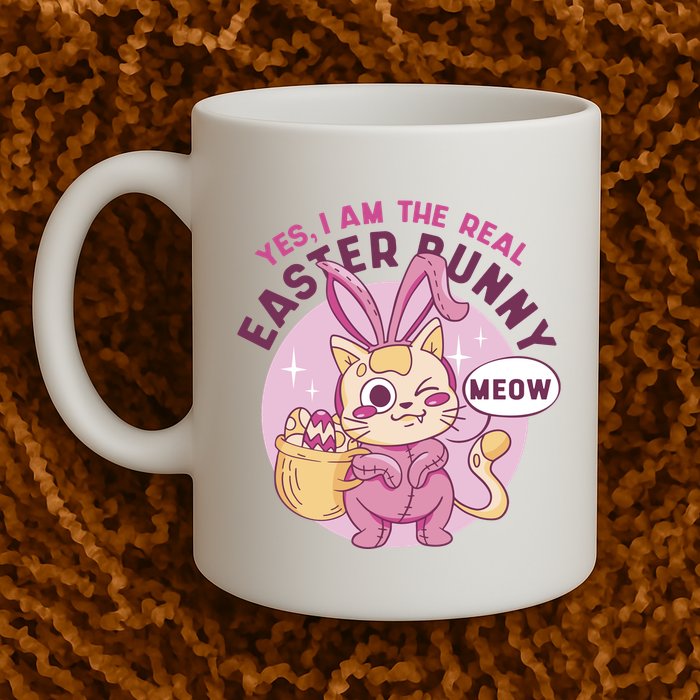 Yes I'm The Real Easter Bunny Funny Cat Mug