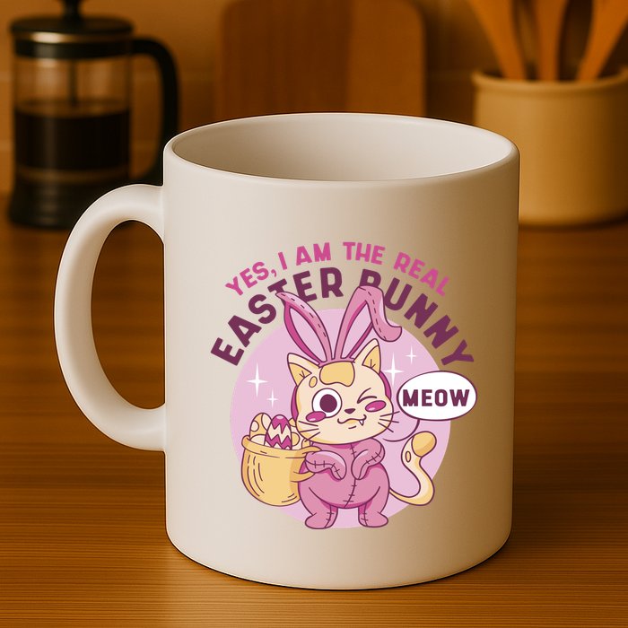 Yes I'm The Real Easter Bunny Funny Cat Mug