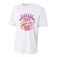 Yes I'm The Real Easter Bunny Funny Cat Youth Performance Sprint T-Shirt