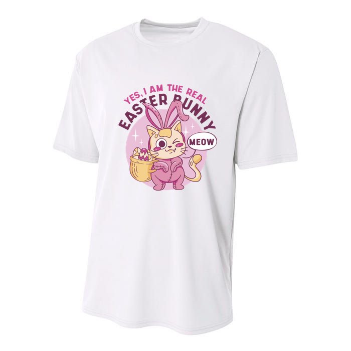 Yes I'm The Real Easter Bunny Funny Cat Youth Performance Sprint T-Shirt