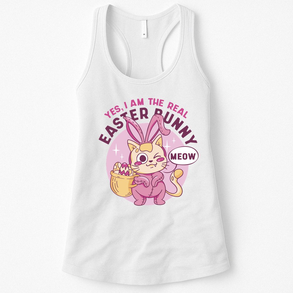 Yes I'm The Real Easter Bunny Funny Cat Womens Tank Top