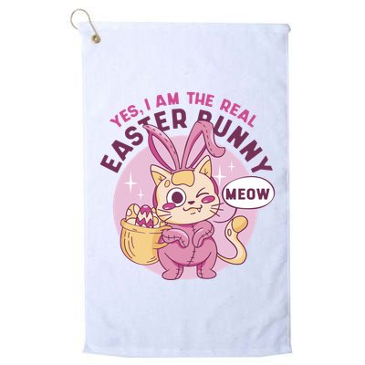 Yes I'm The Real Easter Bunny Funny Cat Golf Towel