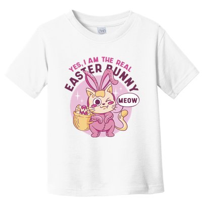 Yes I'm The Real Easter Bunny Funny Cat Toddler T-Shirt