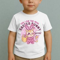 Yes I'm The Real Easter Bunny Funny Cat Toddler T-Shirt