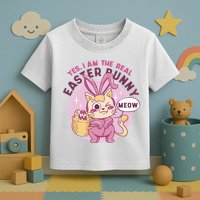 Yes I'm The Real Easter Bunny Funny Cat Toddler T-Shirt