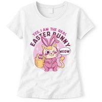 Yes I'm The Real Easter Bunny Funny Cat Womens T-Shirt