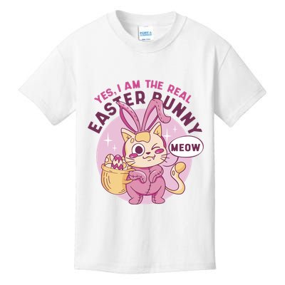 Yes I'm The Real Easter Bunny Funny Cat Kids T-Shirt