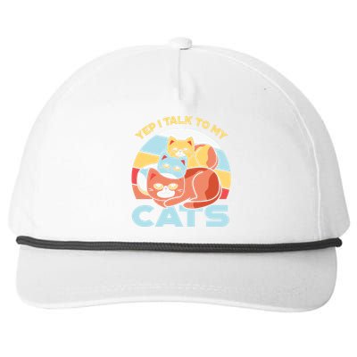 Yep I Talk To My Cats Snapback Five-Panel Rope Hat